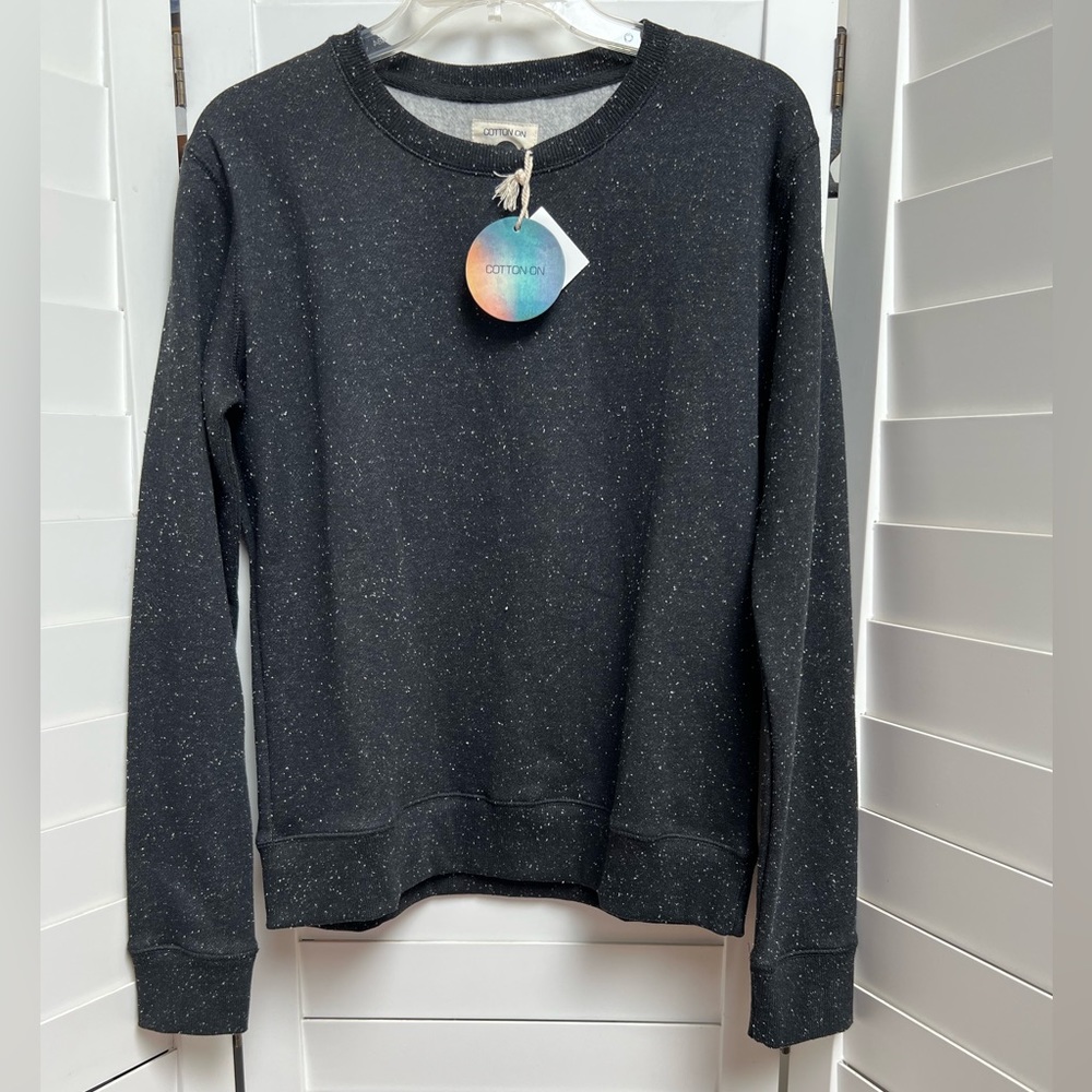 TOP by COTTON ON SIZE S BLK/WHT ROUND NECK, LONG SLEEVES. NEW WITH TAGS